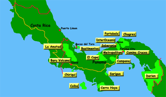 Map of Ecotourism Panama and the National Parks
